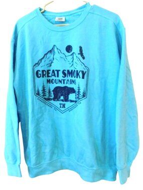 Comfort Colors Sz M Blue Great Smoky Mountains Graphic Sweatshirt Cozy